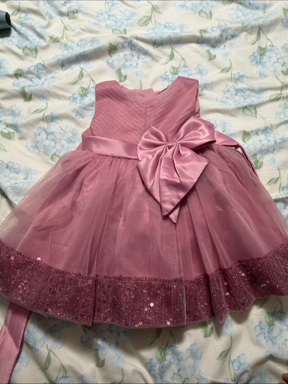 Dreamers Dusty Rose Satin & Tulle Bow Dress for Girls